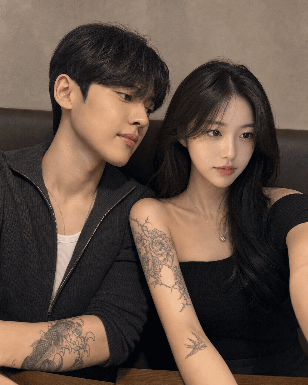 불량 연애 카페 커플 셀카 입력 사진과 결과 예시