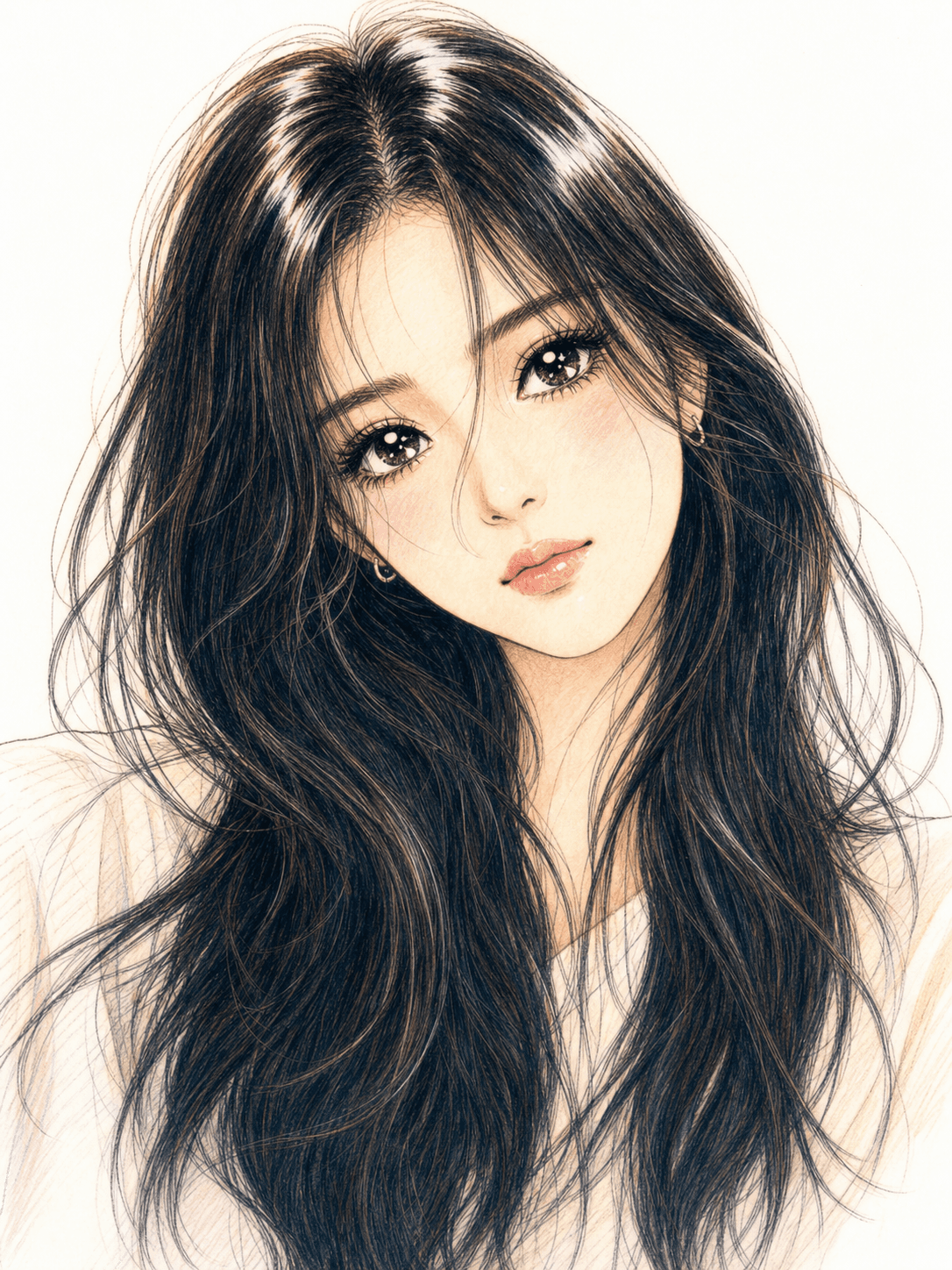 레트로 순정만화 인물 클로즈업 입력 사진과 결과 예시