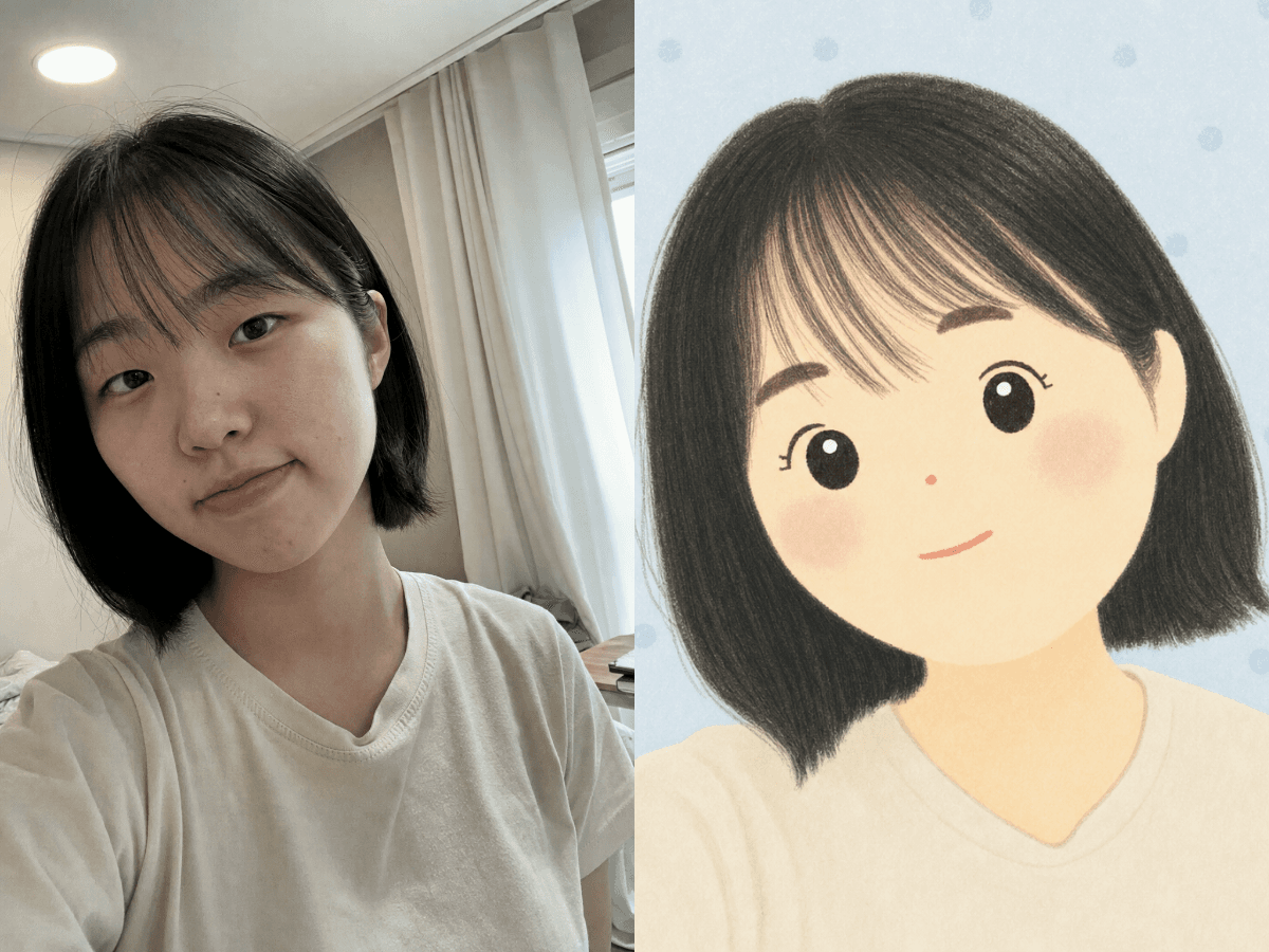 파스텔 캐릭터 프로필 입력 사진과 결과 예시