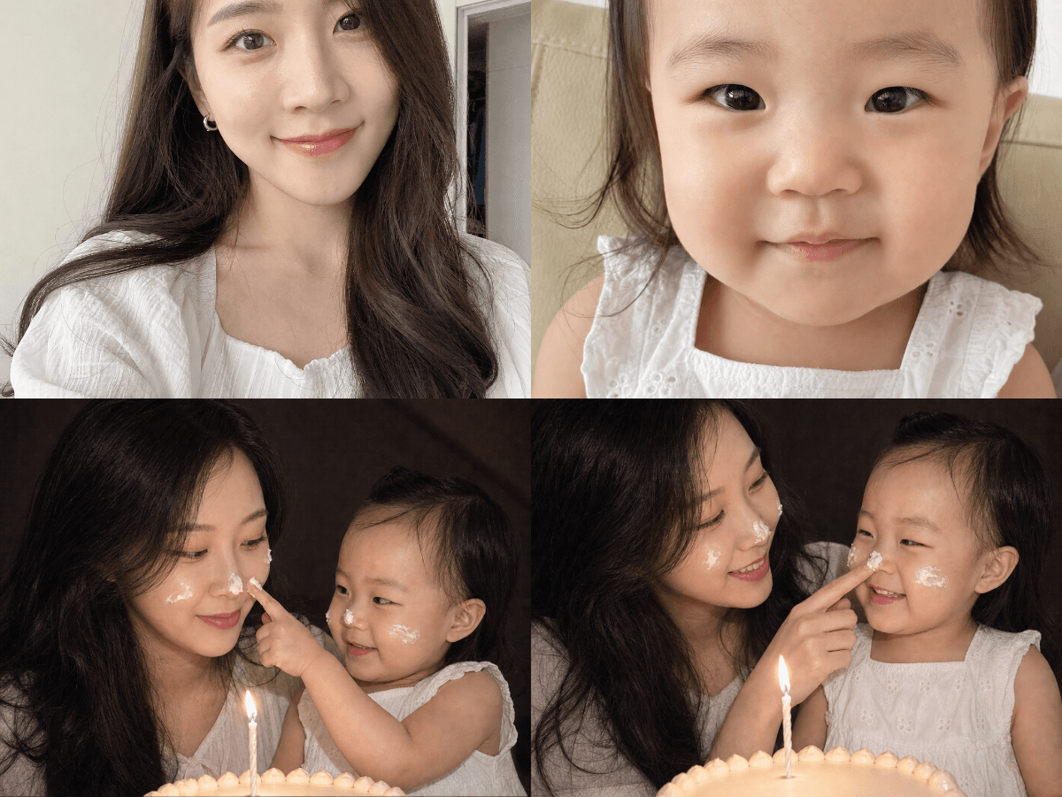 생크림 생일 투샷 2컷 입력 사진과 결과 예시