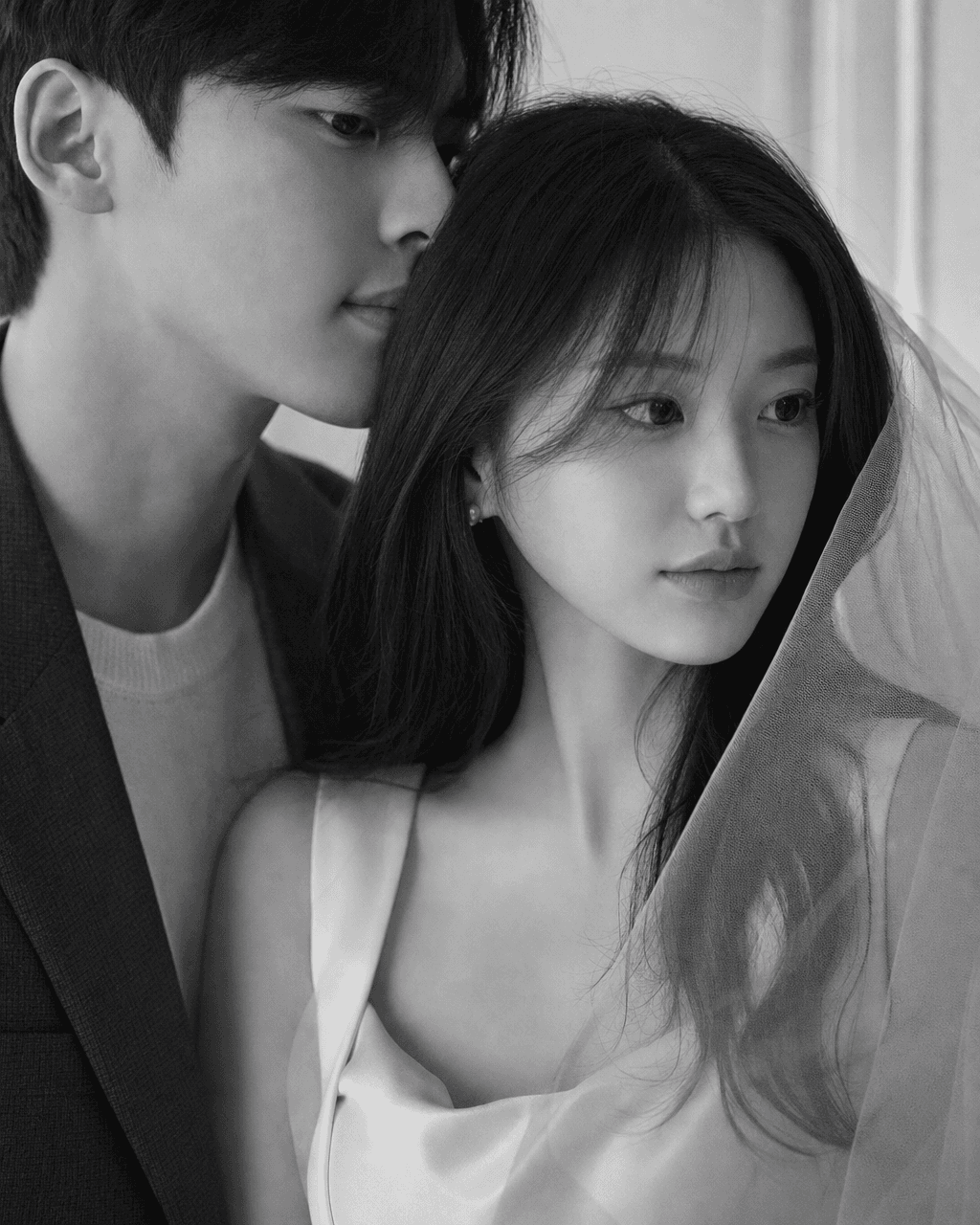 웨딩 베일 타이트 크롭 입력 사진과 결과 예시